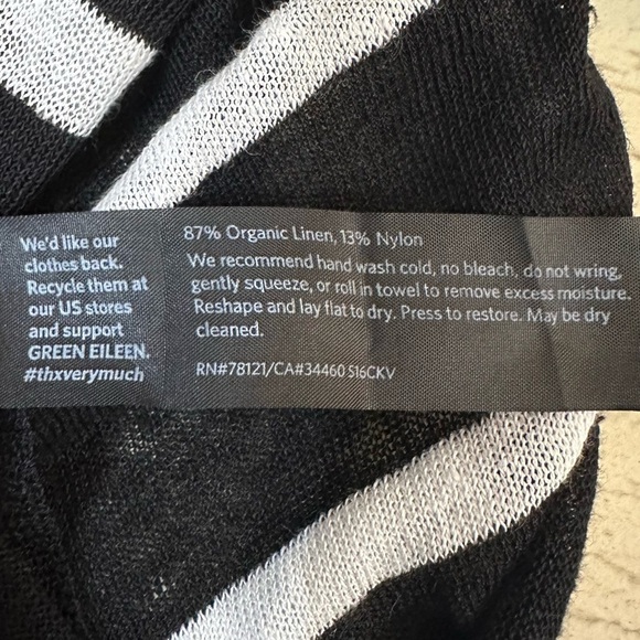 Eileen Fisher Fine Organic Linen Crepe Stripe Sheer Crop Top sz XS - Picture 10 of 14